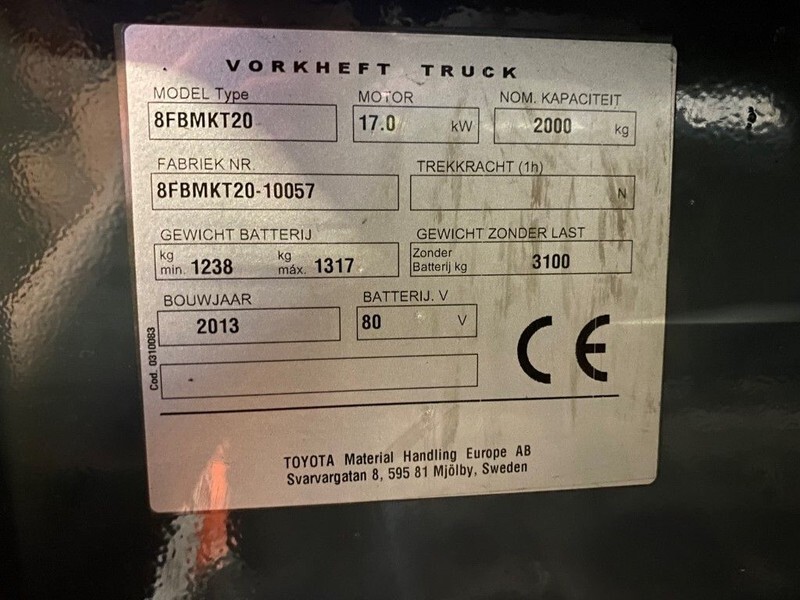 Toyota 2 ton Traigo 20 Duplex Freelift Sideshift Elektra Heftruck - Chariot élévateur électrique: photos 5 Toyota 2 ton Traigo 20 Duplex Freelift Sideshift Elektra Heftruck - Chariot élévateur électrique: photos 5