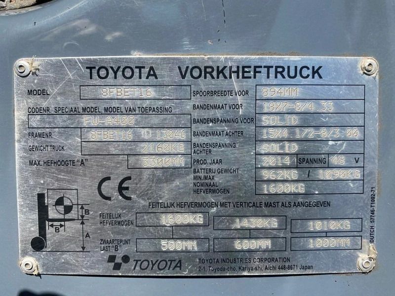 Toyota Traigo 16 1.6 ton Duplex Freelift Elektra Heftruck - Chariot élévateur électrique: photos 4 Toyota Traigo 16 1.6 ton Duplex Freelift Elektra Heftruck - Chariot élévateur électrique: photos 4