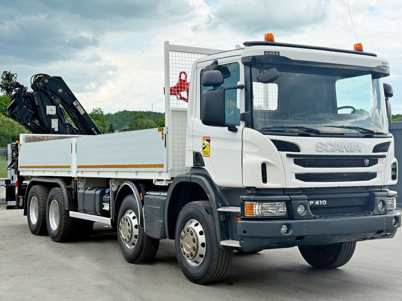 Scania P 410*PLATFORM 7,00m*HIAB 244 E-5 HIPRO+FUNK/8x4 Scania P 410*PRITSCHE 7,00m*HIAB 244 E-5 HIPRO+FUNK/8x4 - Camion grue, Camion plateau: photos 3 Scania P 410*PLATFORM 7,00m*HIAB 244 E-5 HIPRO+FUNK/8x4 Scania P 410*PRITSCHE 7,00m*HIAB 244 E-5 HIPRO+FUNK/8x4 - Camion grue, Camion plateau: photos 3