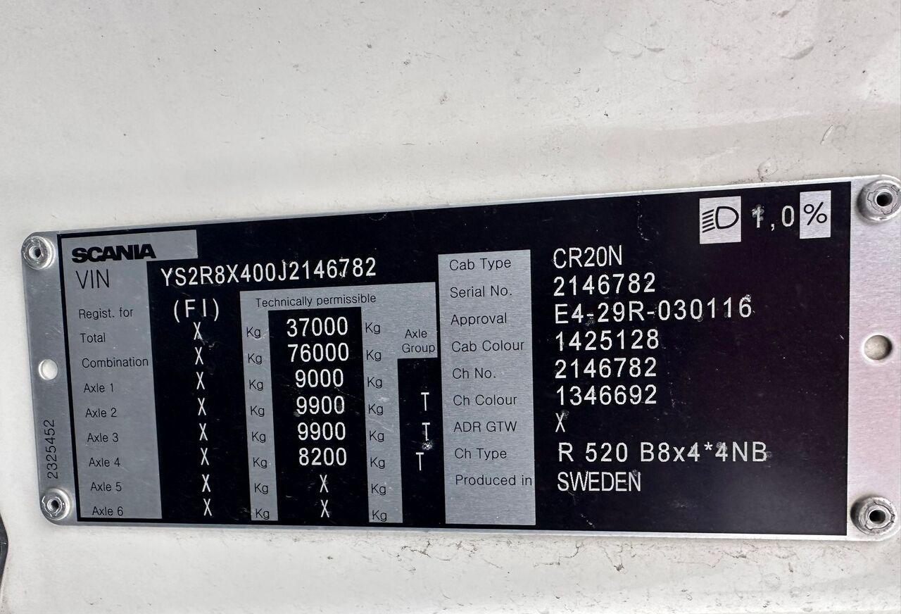 Châssis cabine Scania R520 8x4 ADR: photos 13