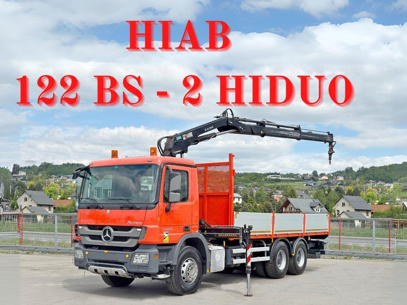 Mercedes-Benz ACTROS 2636 *HIAB 122 BS-2 HIDUO + FUNK/6x4 * TOP - Camion plateau, Camion grue: photos 1 Mercedes-Benz ACTROS 2636 *HIAB 122 BS-2 HIDUO + FUNK/6x4 * TOP - Camion plateau, Camion grue: photos 1