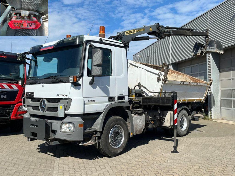 Mercedes-Benz Actros 1841 K 3-Way Meiller Tipper Crane Palfinger PK 13001-KA - Camion benne, Camion grue: photos 1 Mercedes-Benz Actros 1841 K 3-Way Meiller Tipper Crane Palfinger PK 13001-KA - Camion benne, Camion grue: photos 1