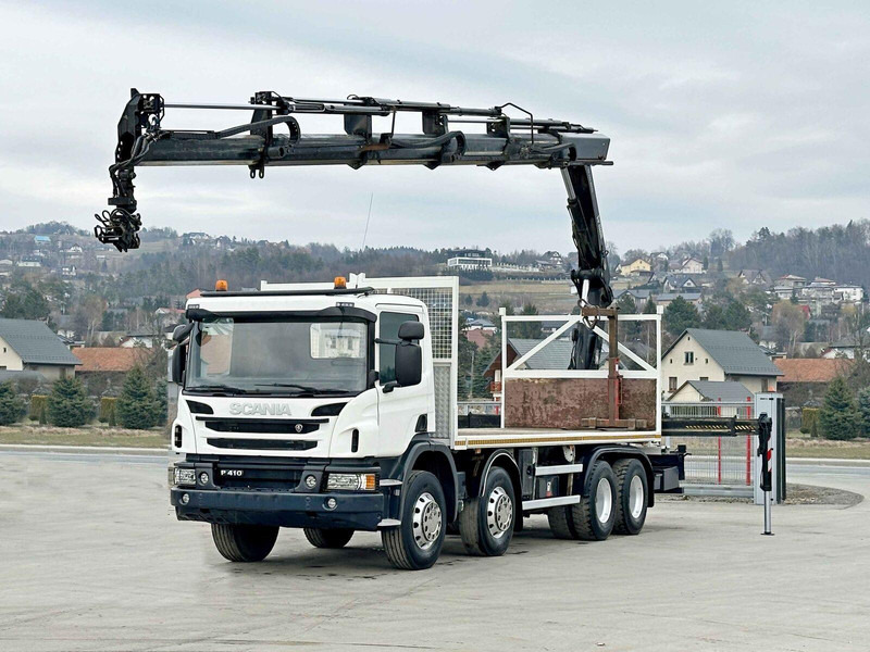 Scania P 410*PLATFORM 7,00m*HIAB 244 E-5 HIPRO+FUNK/8x4 - Camion plateau, Camion grue: photos 2 Scania P 410*PLATFORM 7,00m*HIAB 244 E-5 HIPRO+FUNK/8x4 - Camion plateau, Camion grue: photos 2