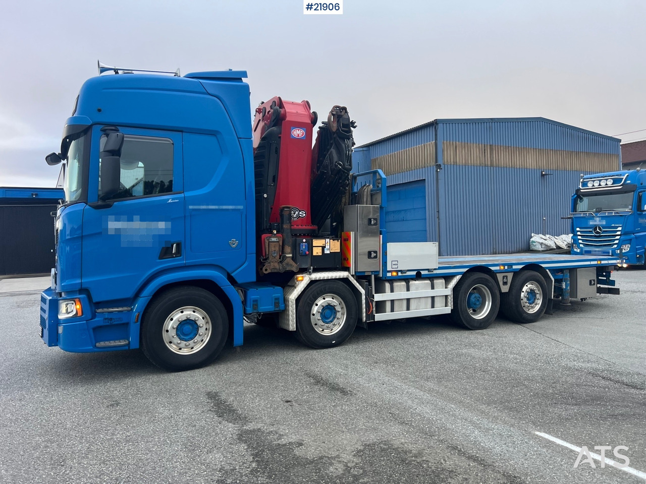 Scania R580 8x2 kranbil m/ 95t/m hmf kran, jibb , vinsj og konar planslep - Camion grue: photos 1 Scania R580 8x2 kranbil m/ 95t/m hmf kran, jibb , vinsj og konar planslep - Camion grue: photos 1