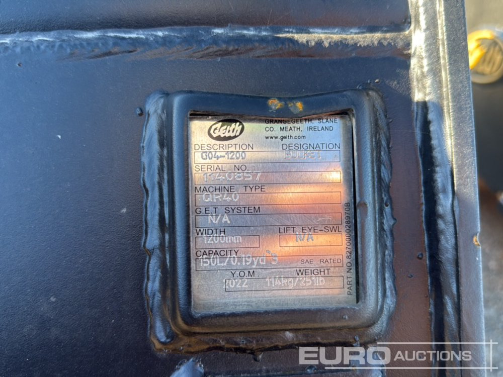 Geith Ditching Bucket G04-1200 to suit QR40 (S/Ns 1140857, 1140859) (2 of) - Godet: photos 5 Geith Ditching Bucket G04-1200 to suit QR40 (S/Ns 1140857, 1140859) (2 of) - Godet: photos 5