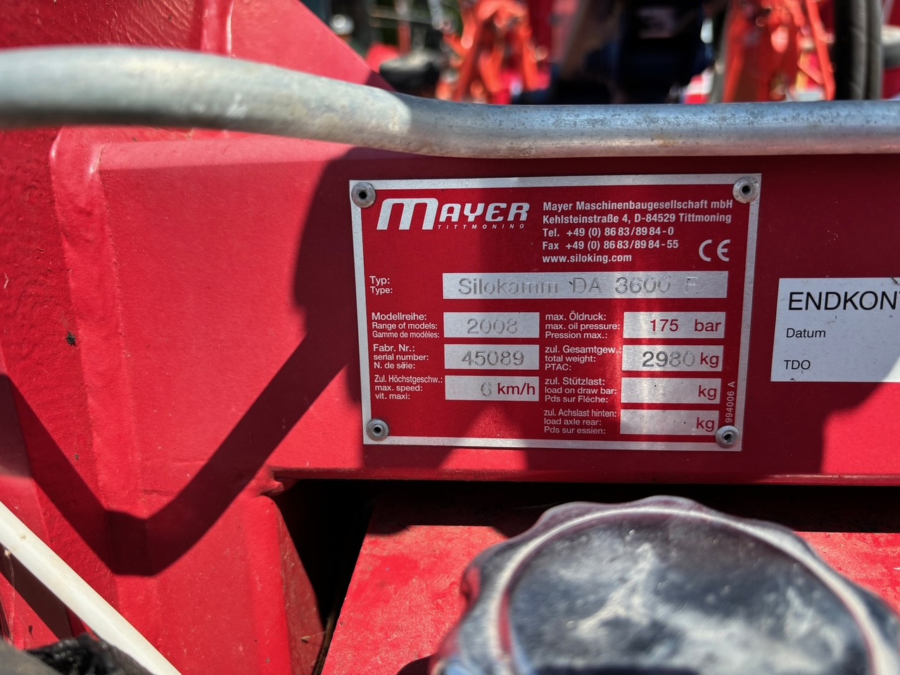Mayer Siloking Silokamm DA 3600 F - Matériel d'ensilage: photos 2 Mayer Siloking Silokamm DA 3600 F - Matériel d'ensilage: photos 2