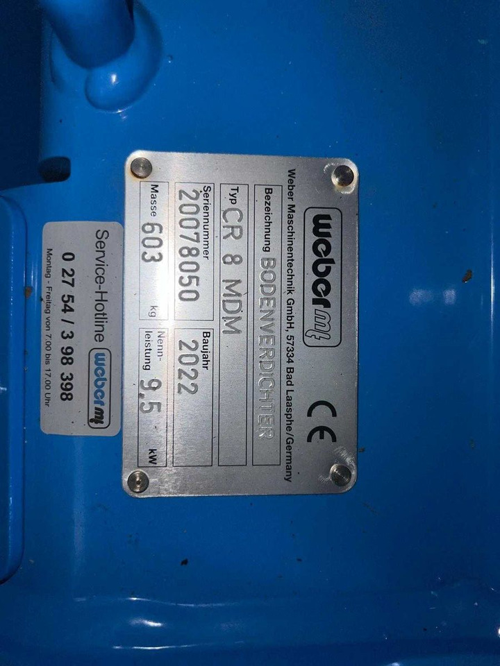 Plaque vibrante Weber CR 8 MDM Hatz-Diesel / 601kg / DEMO / 2022: photos 11 Plaque vibrante Weber CR 8 MDM Hatz-Diesel / 601kg / DEMO / 2022: photos 11