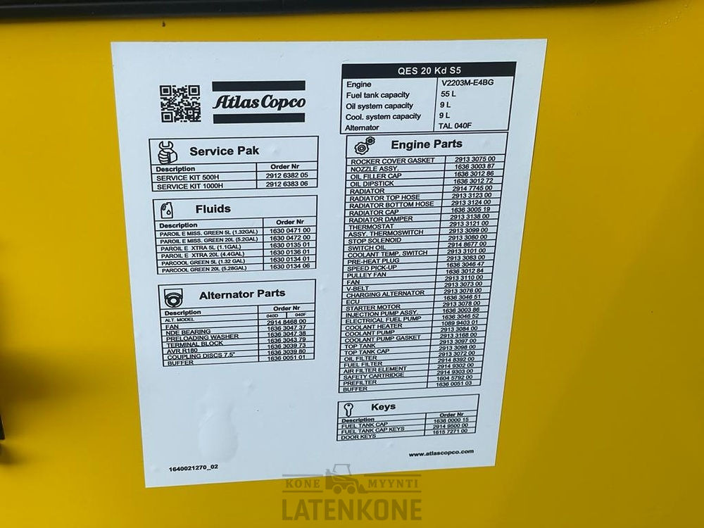 Groupe électrogène Atlas Copco QES 20 50 Hz Generaattori StageV: photos 15