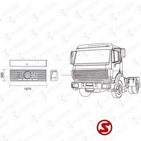 Mercedes-Benz Voorste grille Mercedes SK/MK 5 ribben - Calandre pour Camion: photos 2 Mercedes-Benz Voorste grille Mercedes SK/MK 5 ribben - Calandre pour Camion: photos 2
