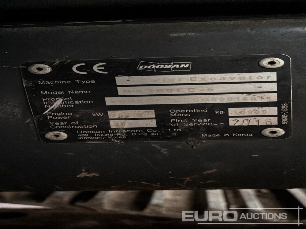 2016 Doosan DX300LC-5 - Pelle sur chenille: photos 1 2016 Doosan DX300LC-5 - Pelle sur chenille: photos 1