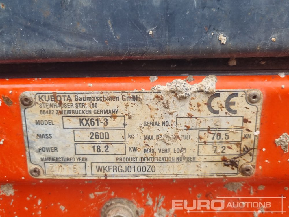 Mini pelle 2016 Kubota KX61-3: photos 33