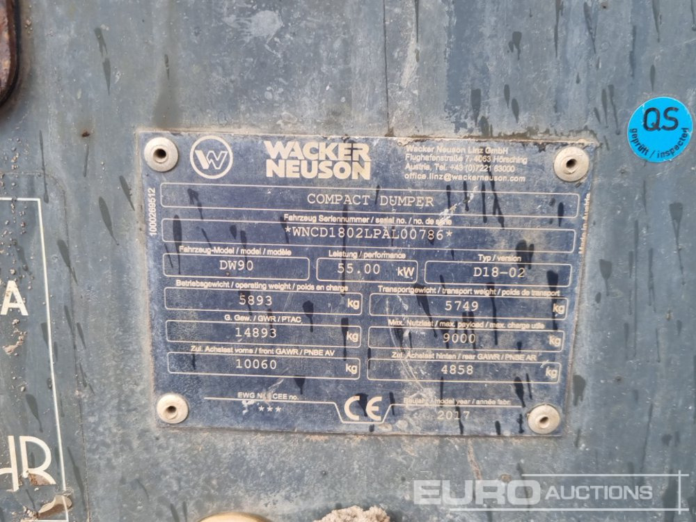 Mini tombereau 2017 Wacker Neuson DW90: photos 35