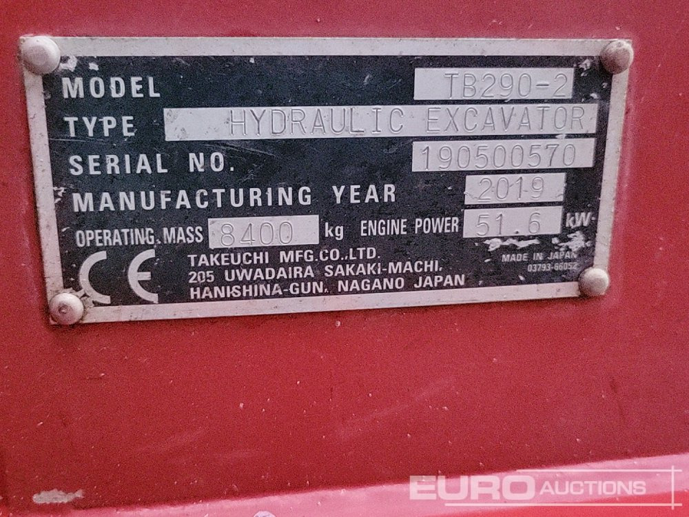 Mini pelle 2019 Takeuchi TB290-2: photos 46