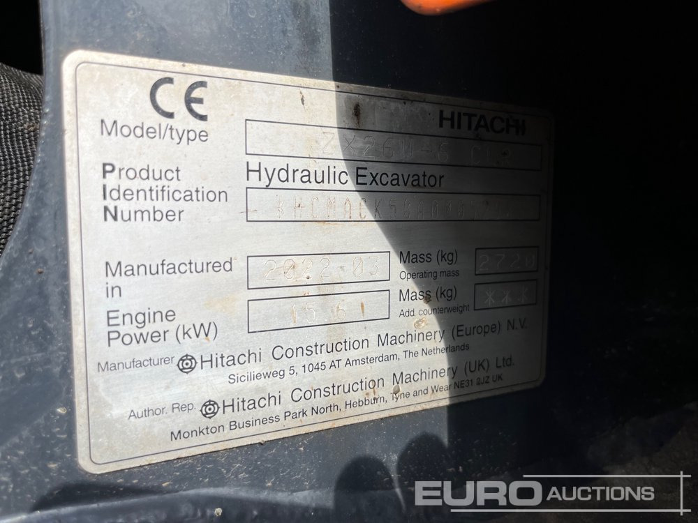 2022 Hitachi ZX26U-6 CLR - Mini pelle: photos 3 2022 Hitachi ZX26U-6 CLR - Mini pelle: photos 3