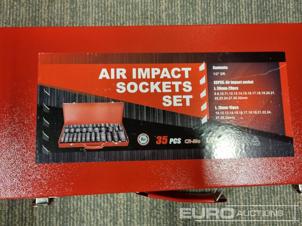Unused 35 Piece 1/2" Drive Air Impact Socket Set, Steel Case - Équipement de garage: photos 5 Unused 35 Piece 1/2" Drive Air Impact Socket Set, Steel Case - Équipement de garage: photos 5