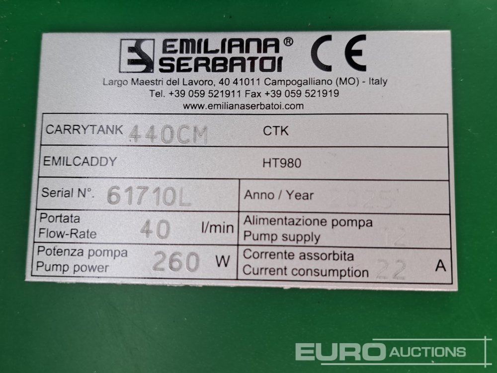 Cuve de stockage Unused Emiliana Serbatoi 440 Litre Carry Bowser: photos 11