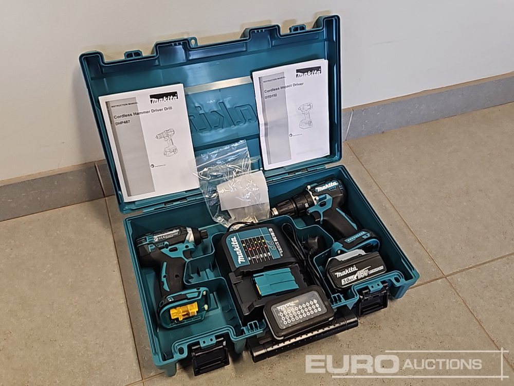 Unused Makita DHP453 18V LXT Combi Dril, Makita DTD152 18V LXT Impact Driver, Battery, Charger, Bit Set - Équipement de garage: photos 1 Unused Makita DHP453 18V LXT Combi Dril, Makita DTD152 18V LXT Impact Driver, Battery, Charger, Bit Set - Équipement de garage: photos 1