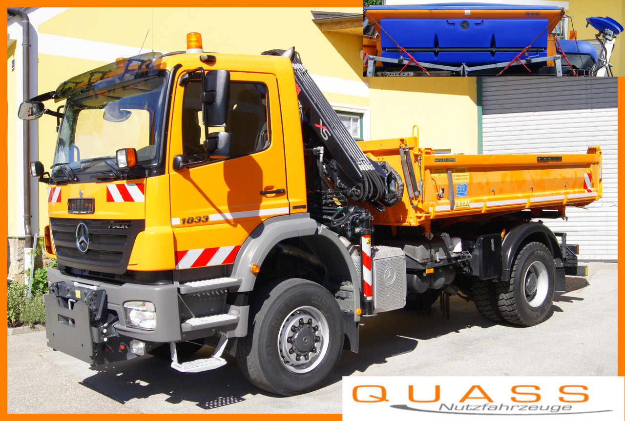 MERCEDES-BENZ AXOR 1833 4x4/TÜV/Eur4/HIAB 088/MEILLER/Winterdienst/Salzstreuer - Engin de déneigement: photos 1 MERCEDES-BENZ AXOR 1833 4x4/TÜV/Eur4/HIAB 088/MEILLER/Winterdienst/Salzstreuer - Engin de déneigement: photos 1