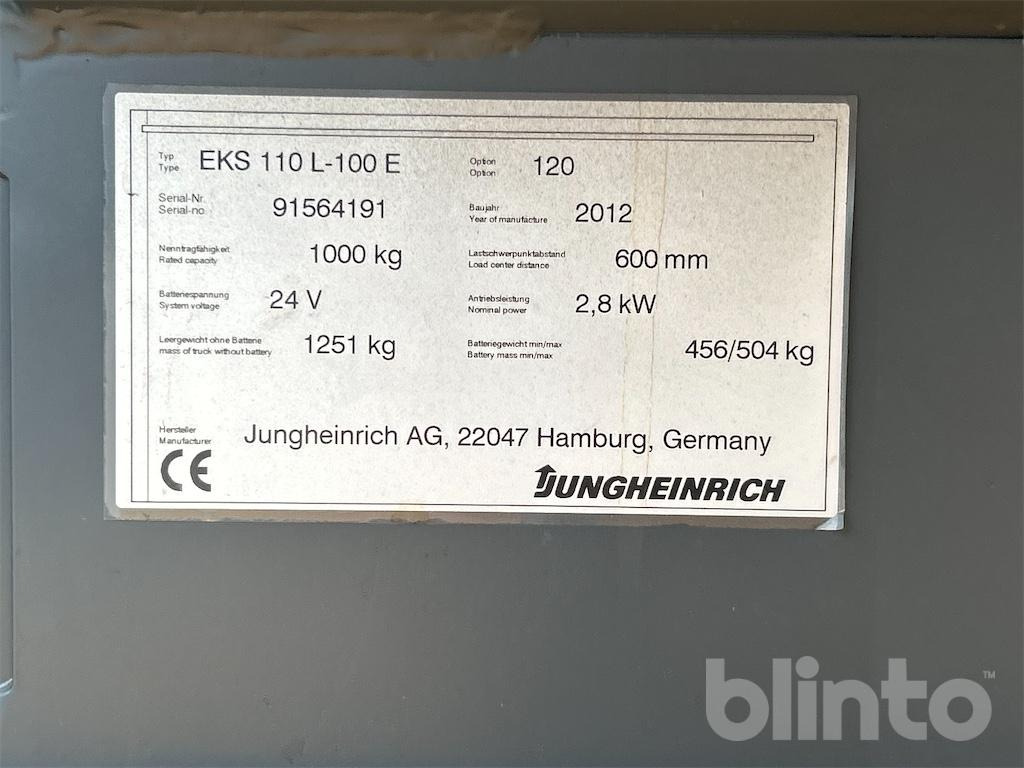 Jungheinrich EKS110L-100E (2012) - Préparateur de commandes: photos 5 Jungheinrich EKS110L-100E (2012) - Préparateur de commandes: photos 5