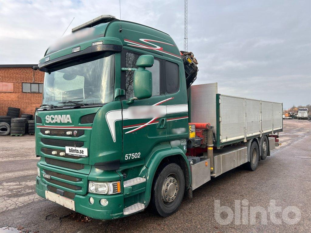 Scania R450 6x2*4 Palfinger PK22002 EH - Camion plateau, Camion grue: photos 1 Scania R450 6x2*4 Palfinger PK22002 EH - Camion plateau, Camion grue: photos 1