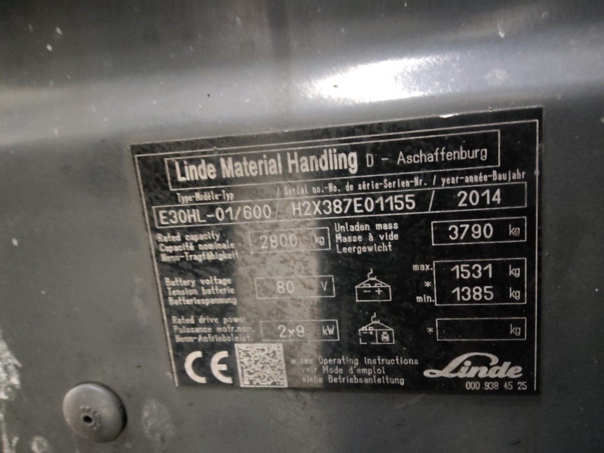 Linde E30HL-01/600 - Chariot élévateur électrique: photos 5 Linde E30HL-01/600 - Chariot élévateur électrique: photos 5