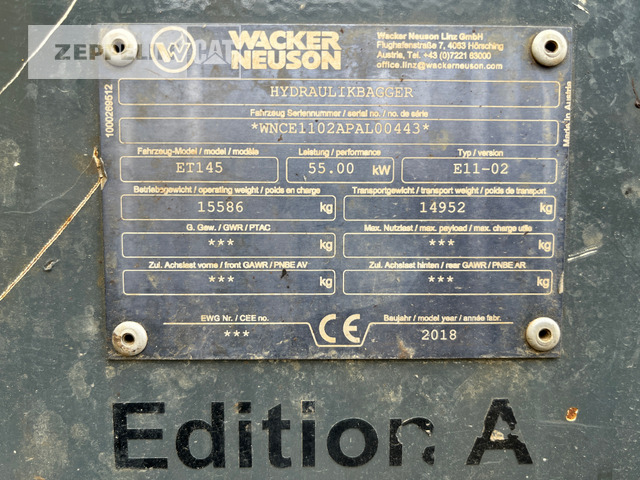 Pelle sur chenille Wacker ET145: photos 28